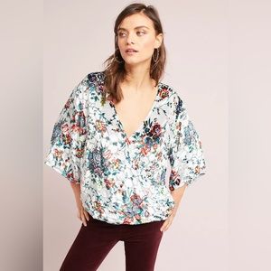 Anthropologie Maeve Umi Wrap Top Floral Silk Blend size Small